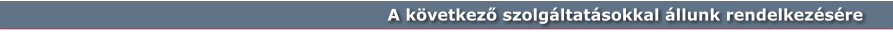 A következő szolgáltatásokkal állunk rendelkezésére